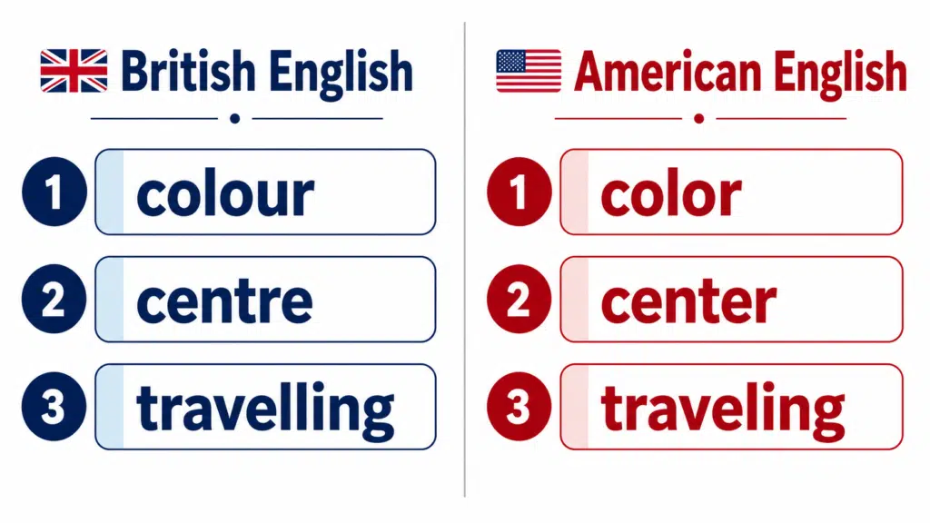 10 diferenças entre o alfabeto britânico e americano - comparação visual