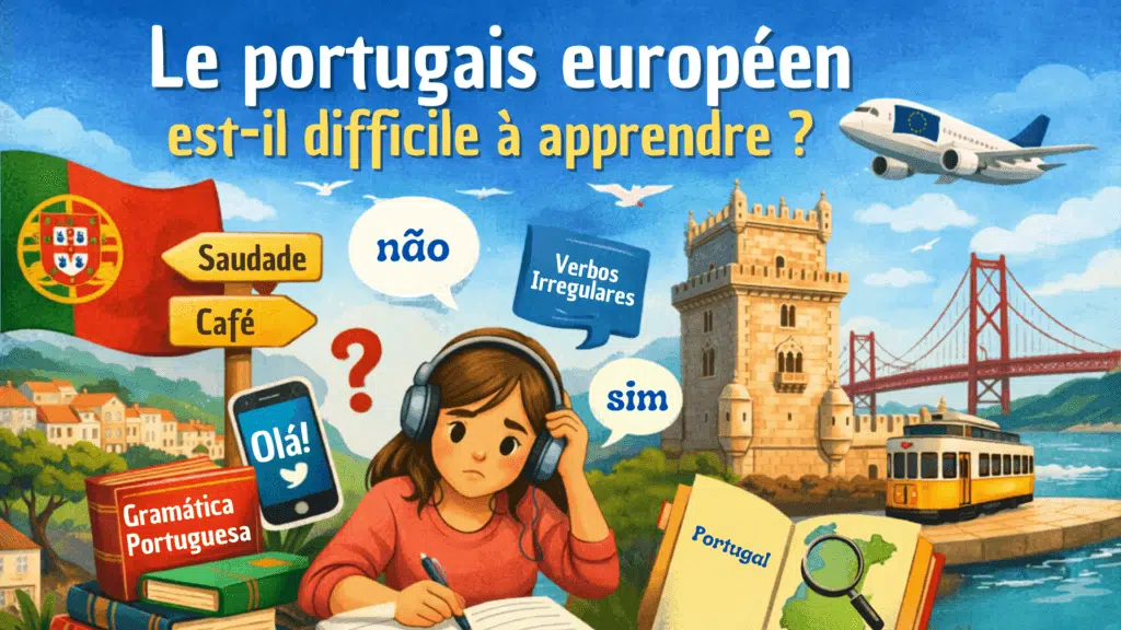 portugais européen difficile à apprendre pour débutants avec livre et ordinateur