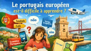 portugais européen difficile à apprendre pour débutants avec livre et ordinateur